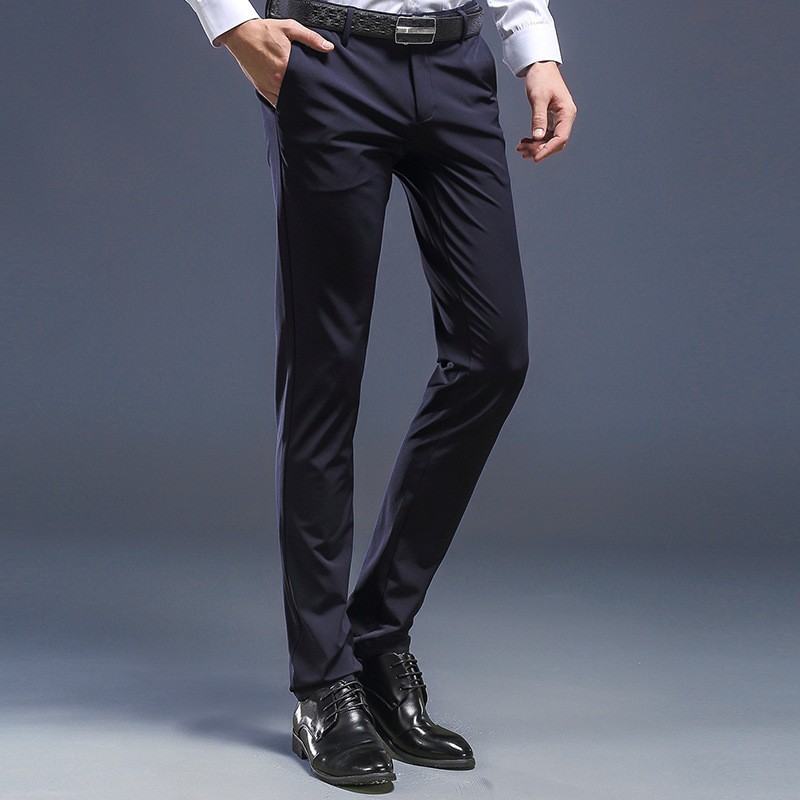 Men's trousers for all seasons, office casual pants, slim-fit stretch straight-leg men's pants, business youth pants, long pants for men's wear details Picture