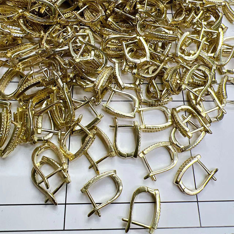 Korean simple U-shaped style micro-inlaid earring copper roughcast original accessory zircon earrings for women DIY micro-inlaid earrings Item Picture