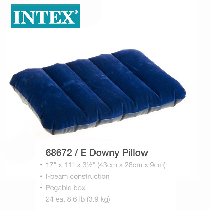 INTEX68672 blue plush pillow, portable outdoor camping inflatable pillow wholesale pic 2