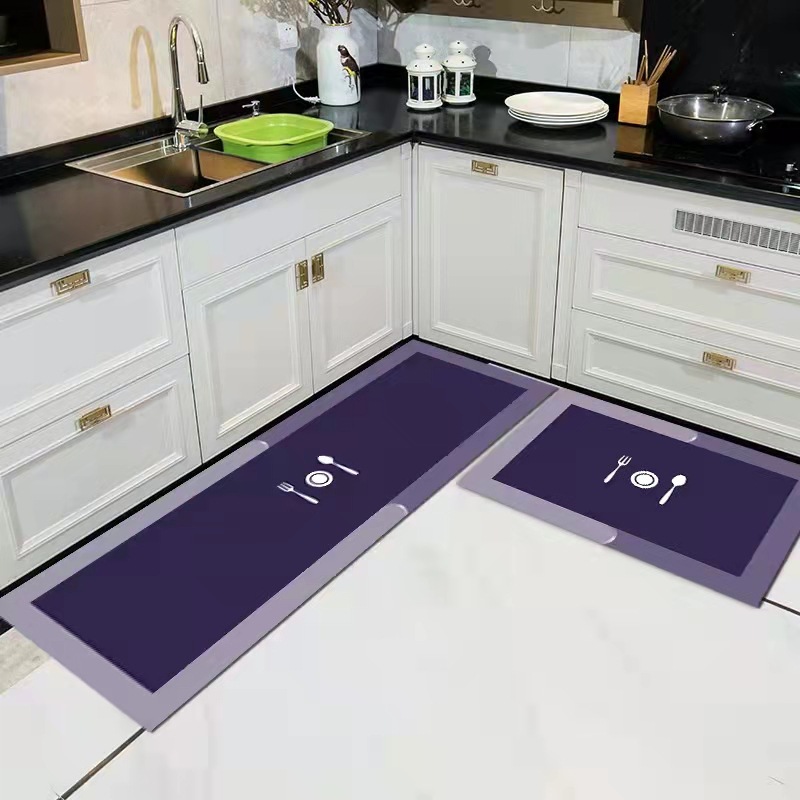 Cross-Border Explosive Nordic Style Kitchen Two-Piece Technology Velvet Cushion Absorbent Oil Absorbent Foot Mat Dirt Resistant And Easy To Clean Foot Mat Application Scenario