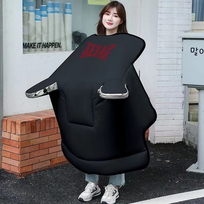 简约黑色款耐脏电动车挡风被加厚保暖冬季遮风套加宽侧翼挡风被