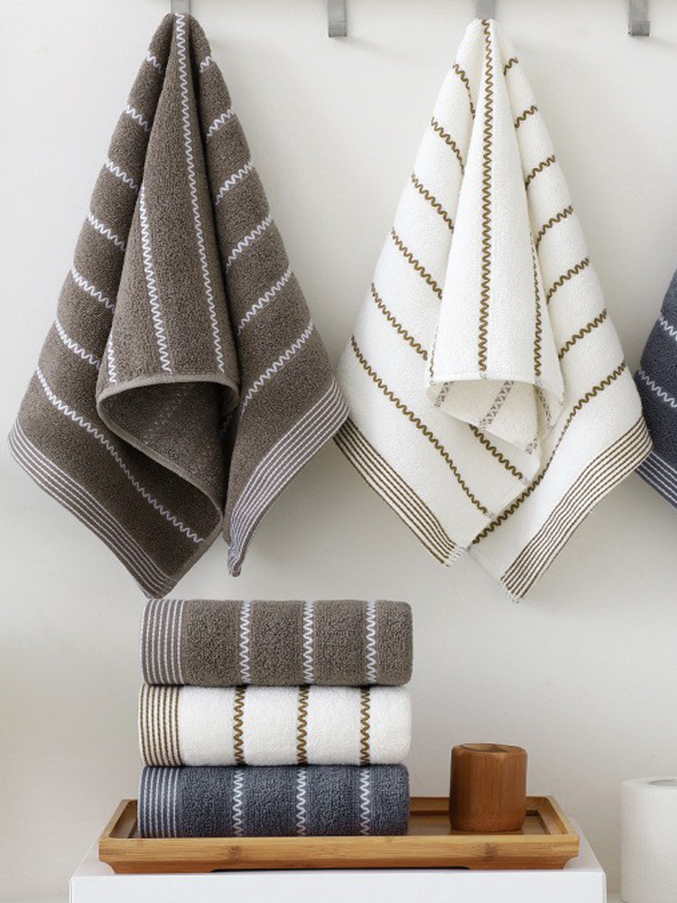 Wholesale 3 Pieces Of Pure Cotton Towels Household Water Absorption Is Not Easy To Drop Hair Adult Soft Face Bath Men And Women New details Picture