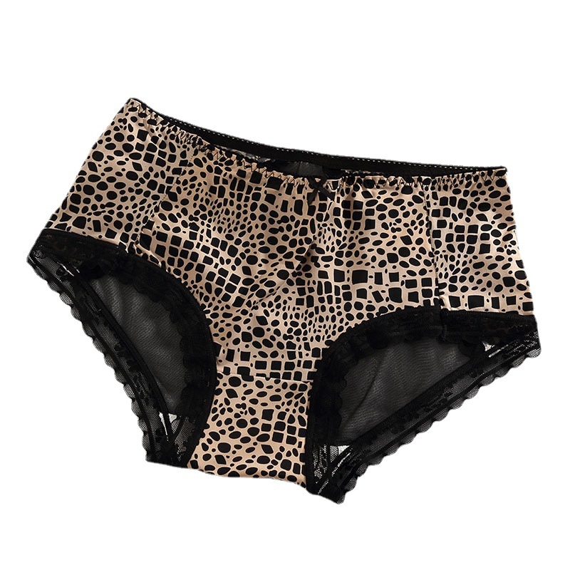 Hielo seda sexy leopard estampado mujer bragas transparente caliente cintura media alta algodón crotch sin trazos lazo bragas mujeres al por mayor Item Picture