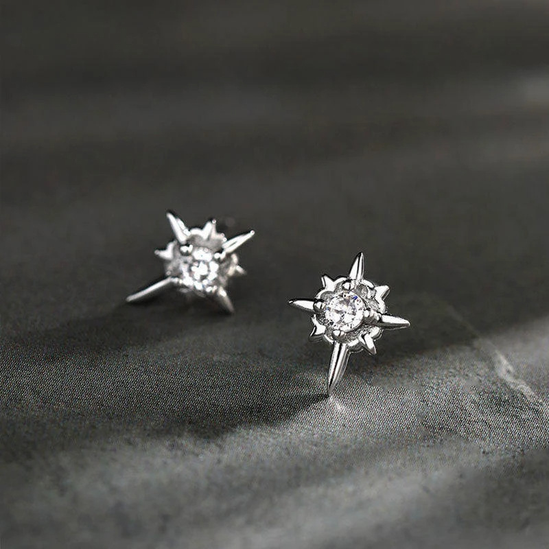 Star mong polaris hombres de alto nivel nicho luz de lujo mujeres pequeños orejeras con circonitas incrustadas orejeras para plankton hombres calientes details Picture