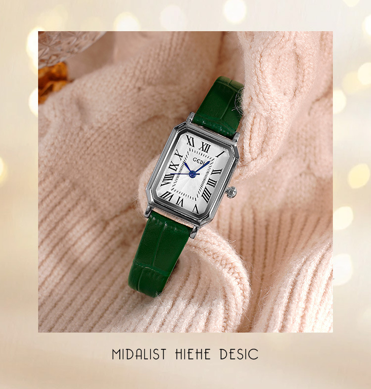 歌迪经典款复古小方简约高级学生款真皮腕表手表女士精致百搭详情3