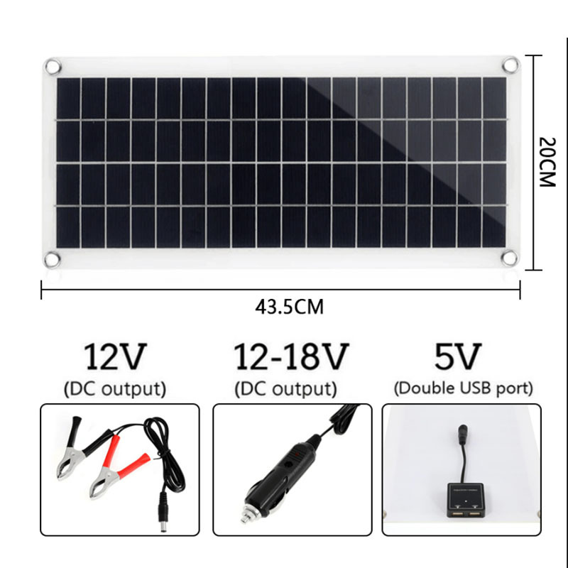 300W Solar Panel Kit Usb Solar Panel With Controller For Mobile Rv Cars Specification drawing
