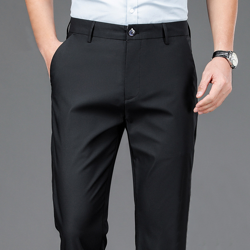 Summer casual pants, men's dress pants, long pants, men's thin stretch slim-fit pants, no-iron business formal suit pants details Picture