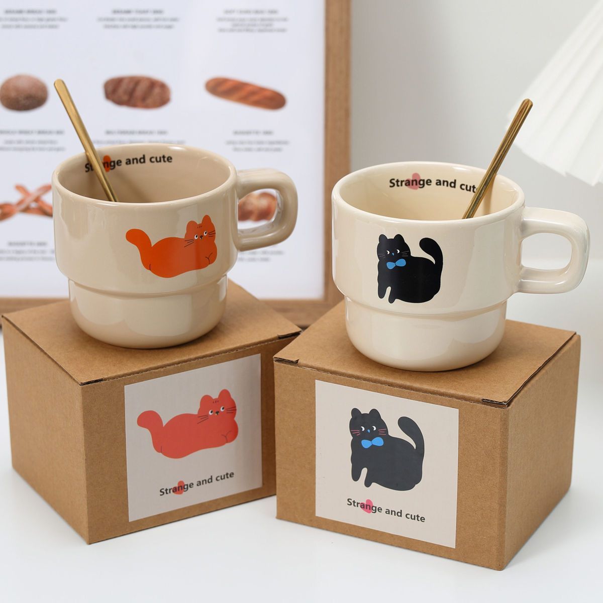 原创高颜值小狗叠叠可爱卡通陶瓷ins风咖啡杯情侣马克杯杯子早餐详情39