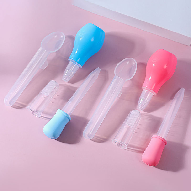 Baby feeder set, dropper feeder, spoon, finger, toothbrush, nasal aspirator, nursing and cleaning 4 sets Specification drawing