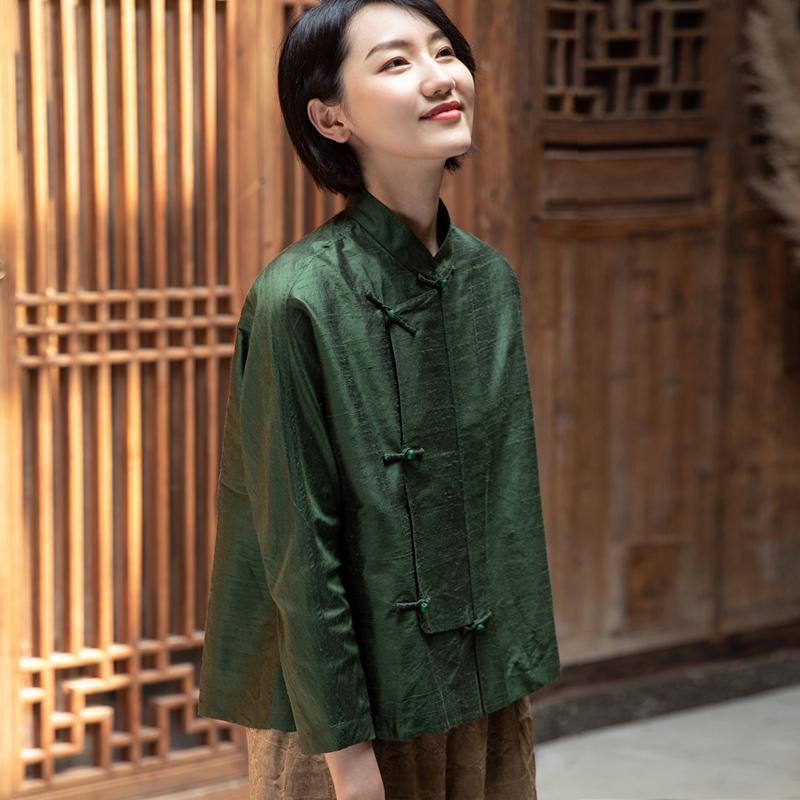 New Chinese Niche Design Shirt Chinese Style Retro Art Cardigan Disc Buckle Long Sleeve Blouse Women's Autumn Shirt details Picture