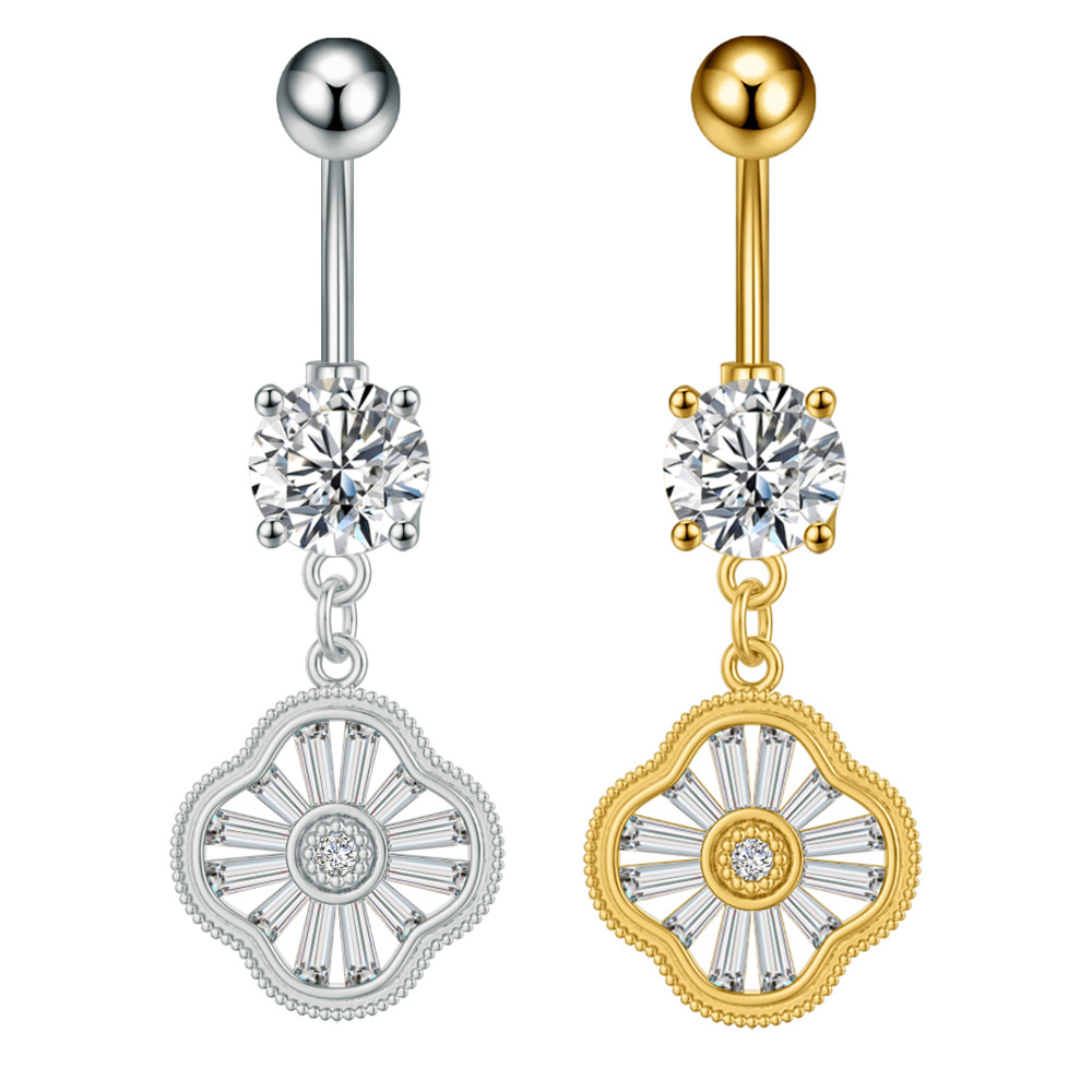 跨境新款梯方锆石粉色爱心肚脐环蓝色蝴蝶皇冠穿刺肚脐钉肚脐扣详情10