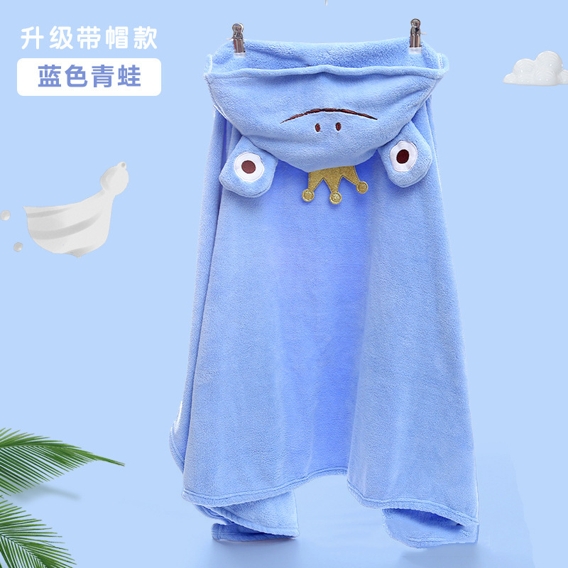 Baby Can Wear Hooded Bath Towel Cartoon Coral Velvet Children's Bathrobe Autumn And Winter Newborn Baby Thick Cloak Wholesale Specification drawing