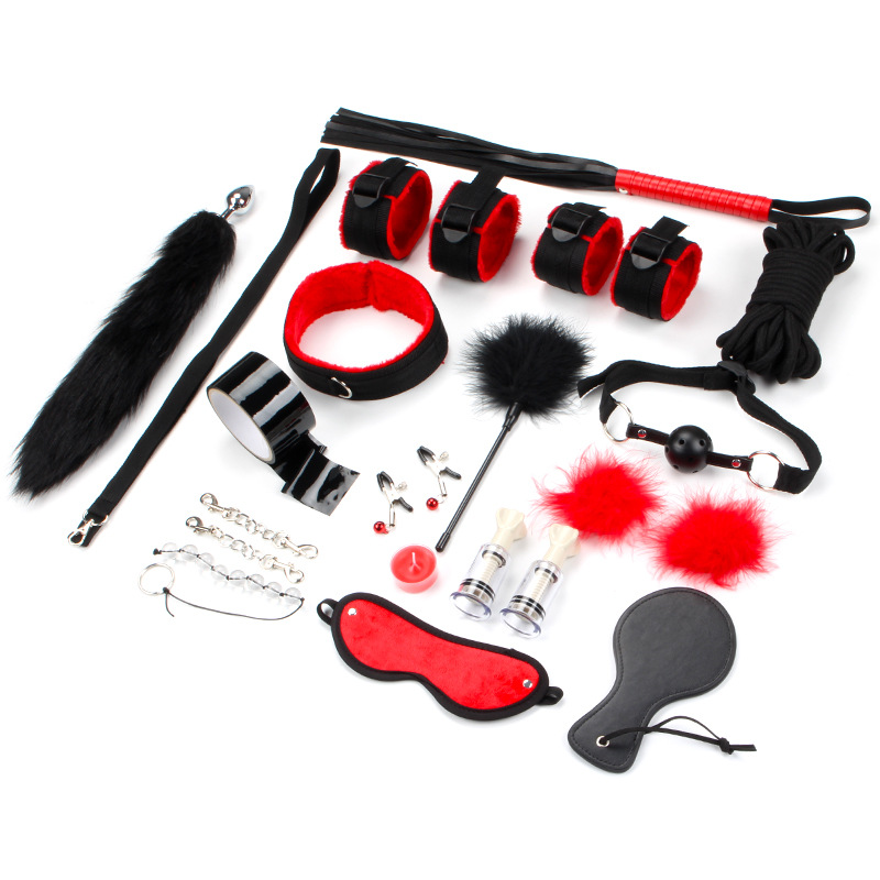 Adult sex toys webbing black red 16-piece bondage set sm flirting torture device sm set details Picture