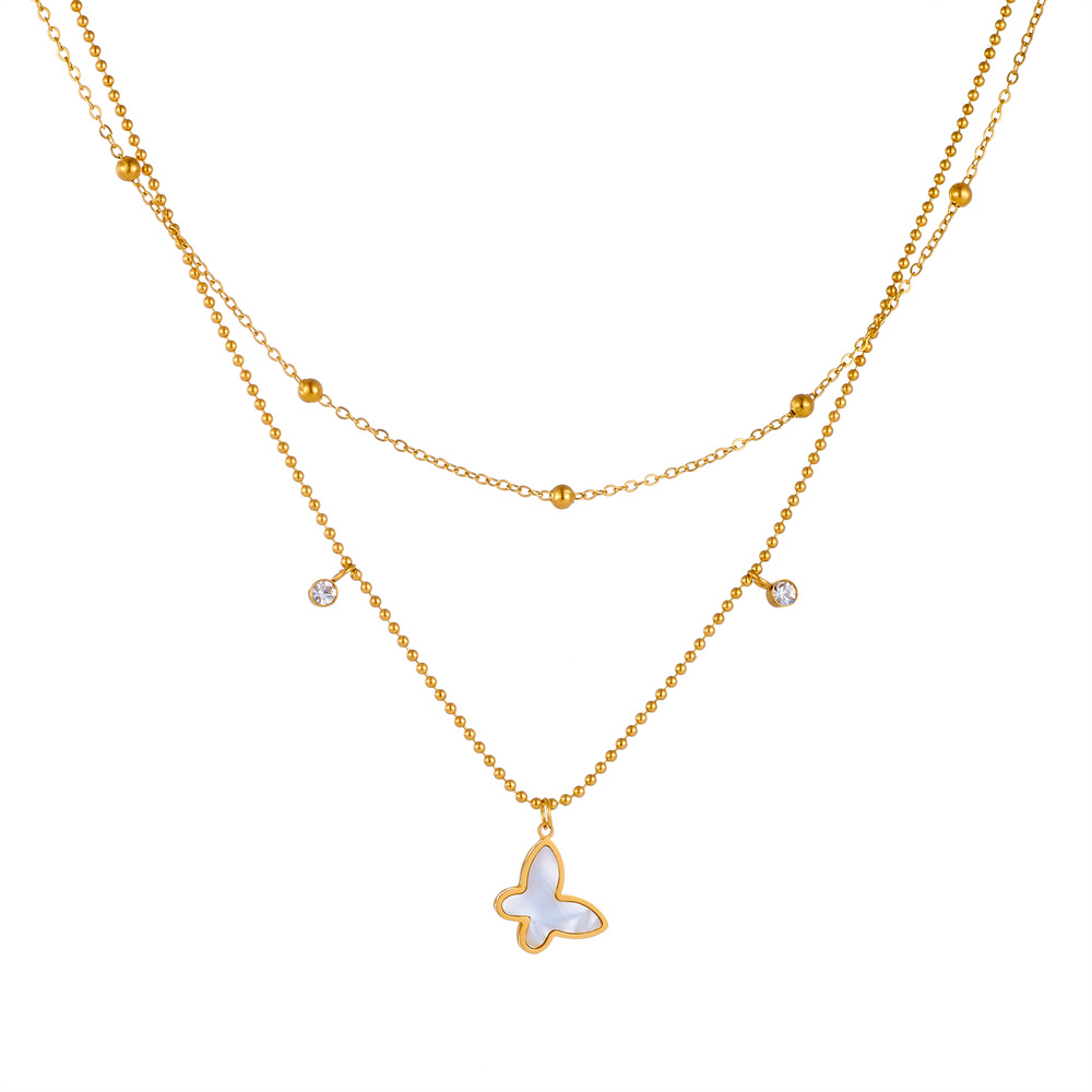 水晶锆石套链/锆石套链/耳圈套装/套装珍珠/木制工艺品白底实物图