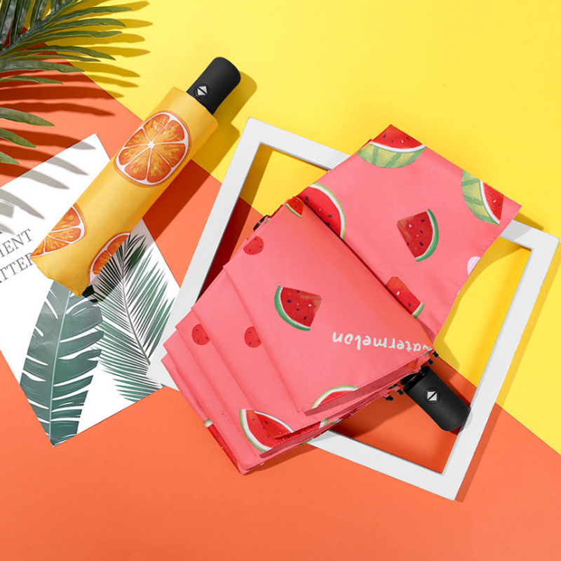 代发三折水果伞防晒黑胶太阳伞遮阳雨伞晴雨两用全自动折叠晴雨伞详情图3