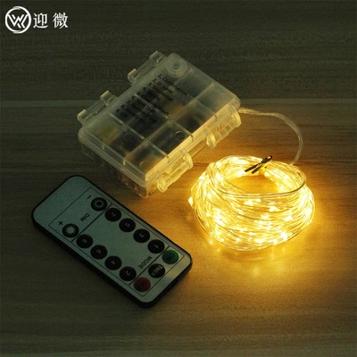 Led Copper Wire Light String Eight Function Battery Box Remote Control Color Light Copper Wire Light Outdoor Waterproof Courtyard Room Decorative Light