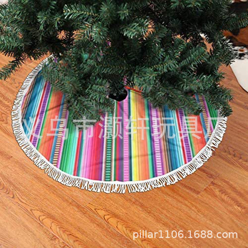Mexican Carnival Carnival colorful fringe tree skirt shopping mall layout tree skirt Christmas tree skirt Item Picture