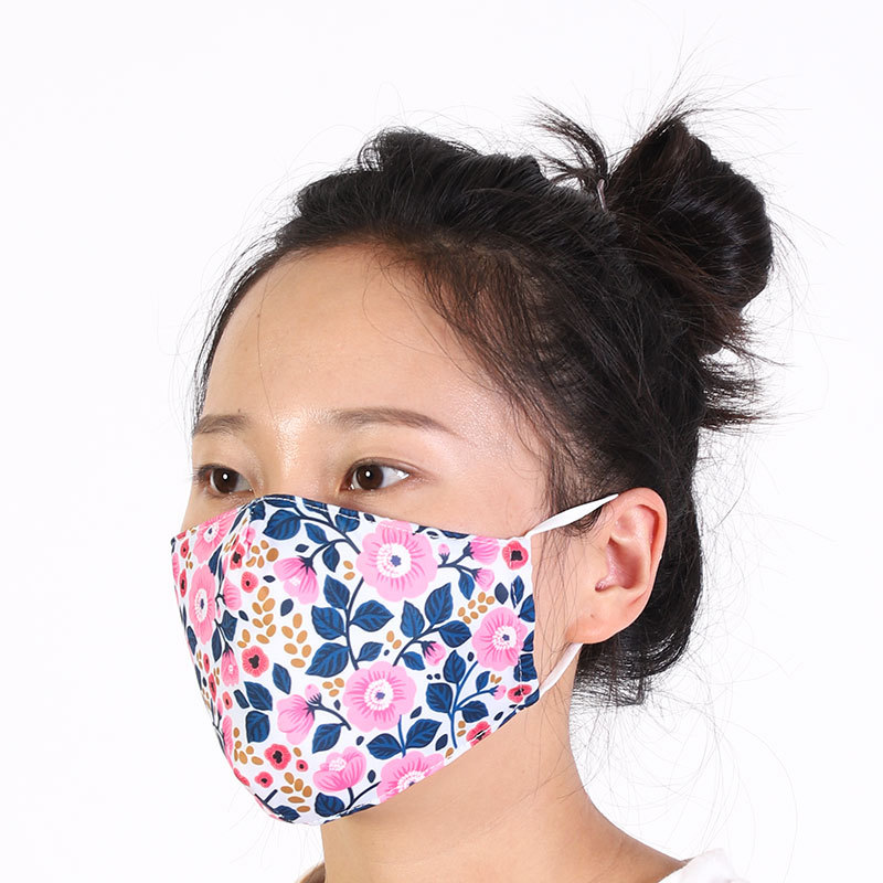 Cross border fashion Amazon flower Breathable cloth mask ice silk adult dust wash sunscreen mask hanging ear filter details Picture