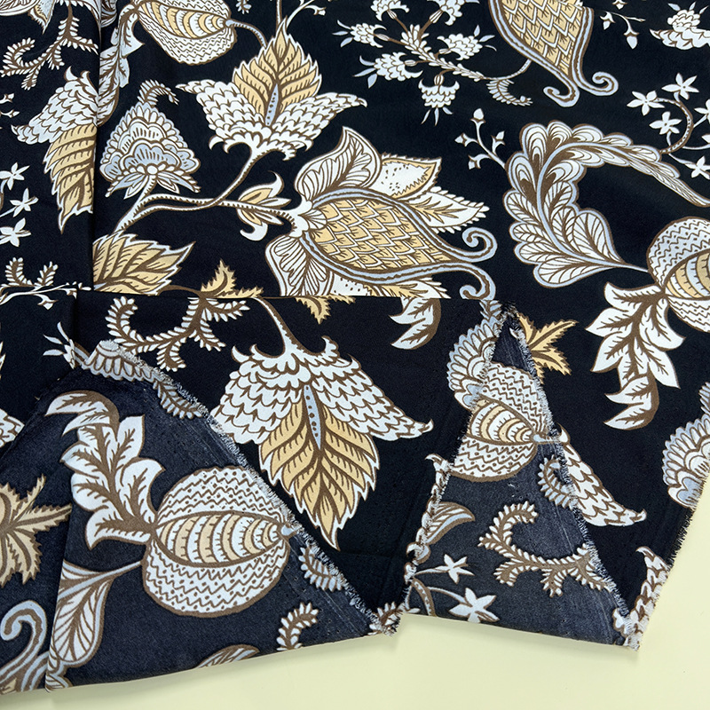 Cashew flower fashion dress printed fabric: Chiffon four-sided elastic single-layer non-permeable polyester beach dress fabric Specification image