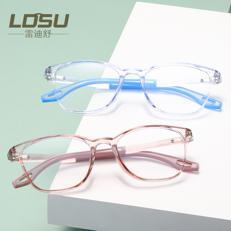TR90 Sporty large-frame flat optical lenses for both men and women, transparent silicone dual-color optical frame 81311 Specification image
