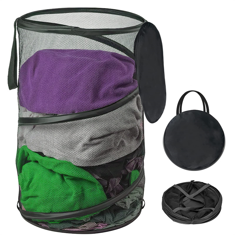 Portable Foldable Laundry Basket Amazon Breathable Mesh Cloth Hand Laundry Basket Laundry Toys Organizer Bucket full figure