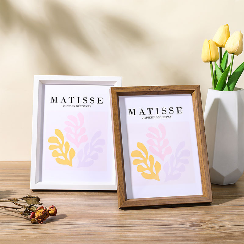 Cross-border best-selling simple wooden photo frame stand wholesale with sloping 6-inch, 8-inch and 10-inch A4 creative wall-mounted picture frames details Picture