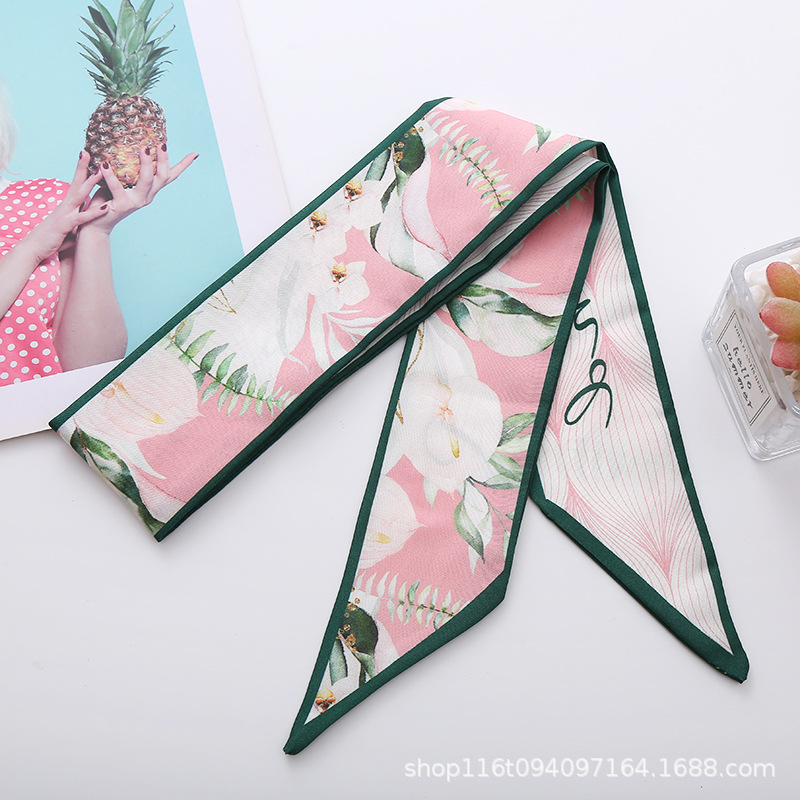 Spring Streamer Print Long Narrow Diagonal Small Silk Scarf Elegant Korean Hair Tie Bag Tie Hair Accessories A Piece Of Hair Specification drawing
