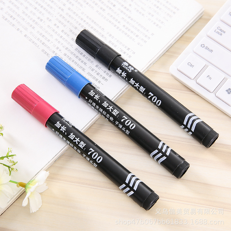 C油性大头笔不掉色粗头细快递物流记号笔黑红蓝色办公用品