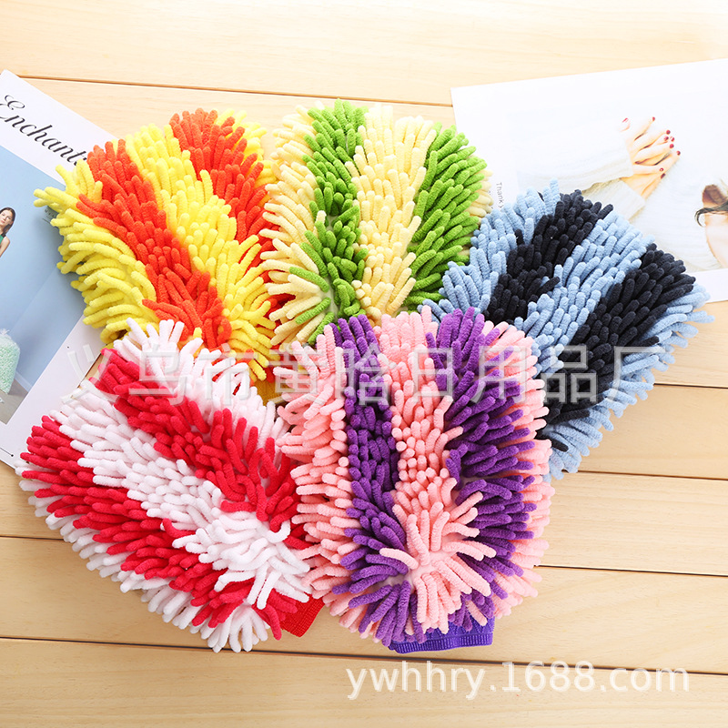 [Hold Jia] Increase Encryption Thickening Color Chenille Car Wash Gloves Suction Ash Cleaning Decontamination Function