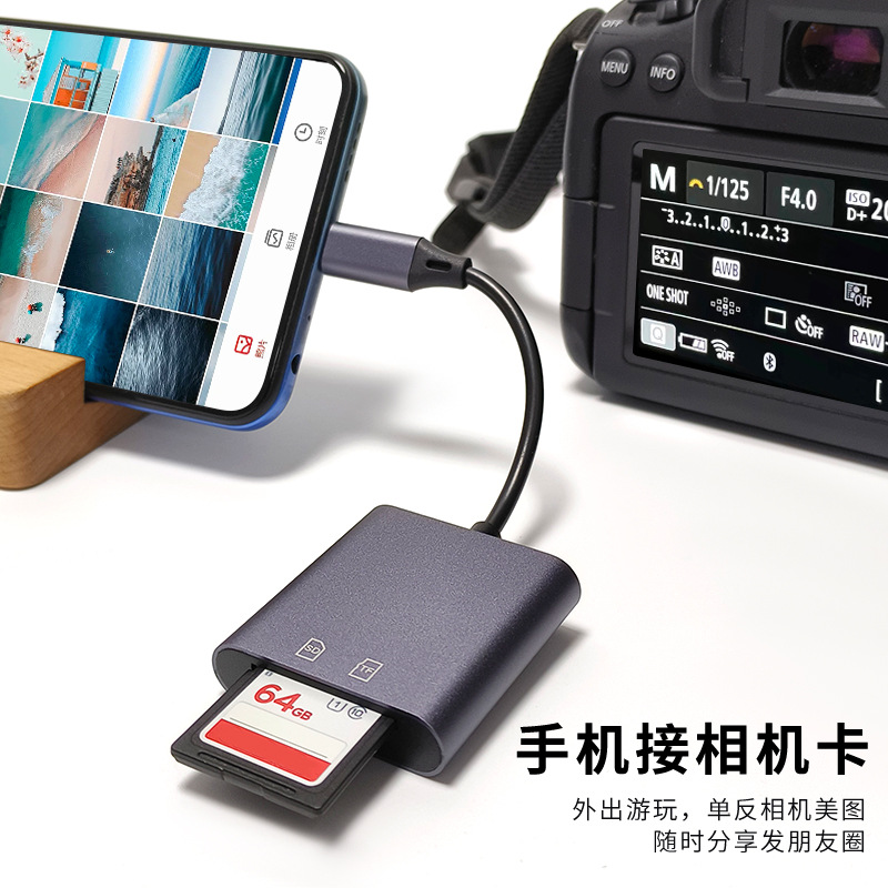 适用苹果15promax手机安卓华为type-c笔记本电脑相机SD/TF读卡器详情图3