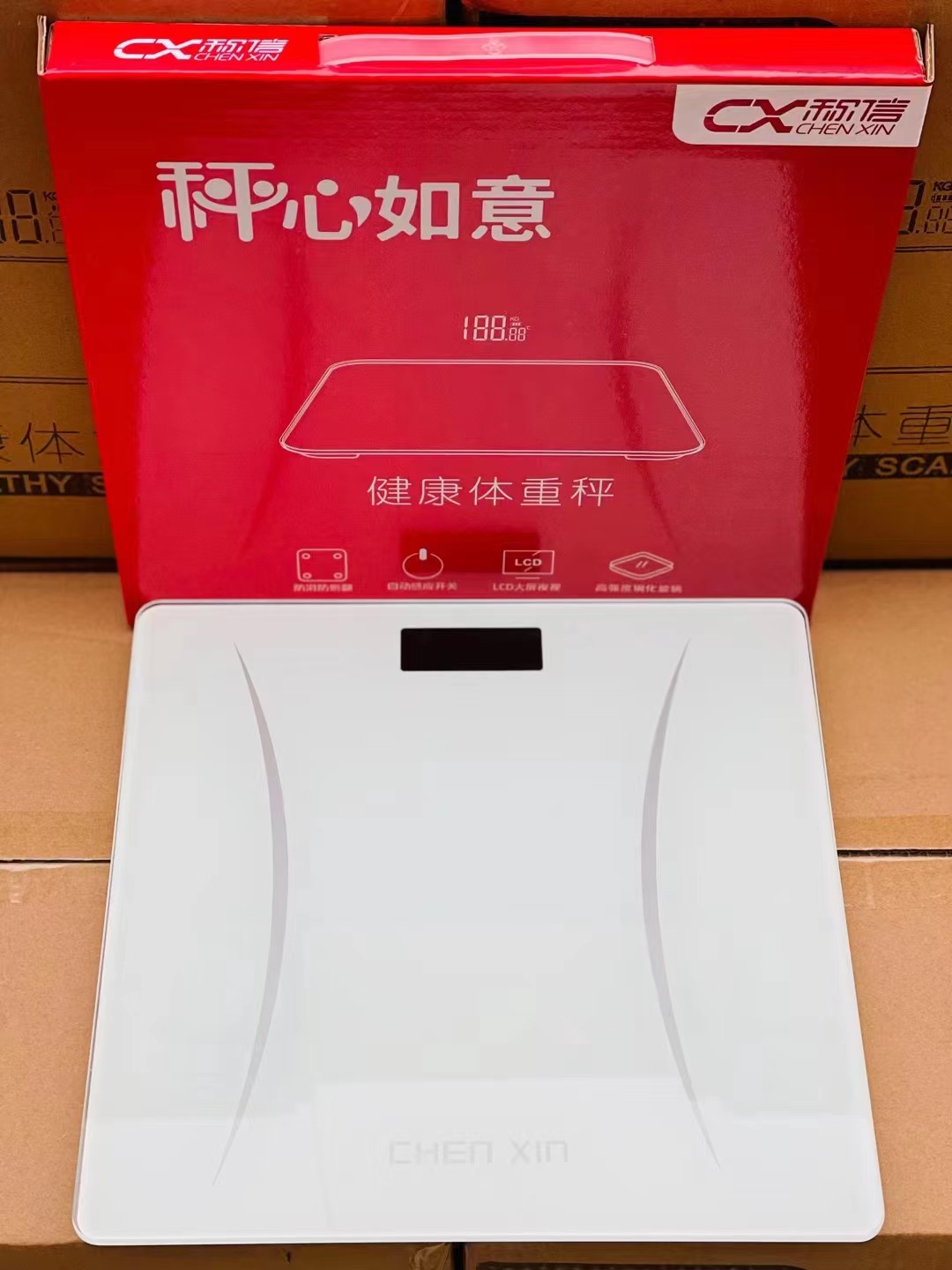 Printed Logo Human Scale Electronic Scale Household Health Scale Scale Scale Letter Solid Color Tempered Glass Scale Application Scenario