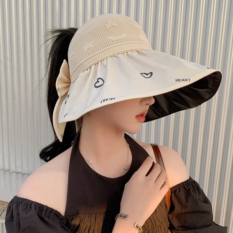 防紫外线黑胶遮阳帽子夏季女士户外防晒折叠空顶帽出游沙滩镂空帽详情图2