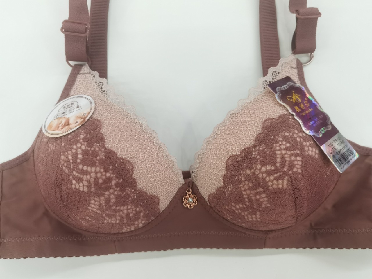 Skin-friendly cotton Olsufen 8918# without steel rims, neither too thick nor too thin AB cup folding underwear bra