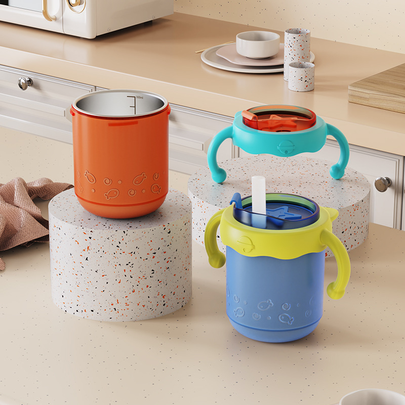 Jiayi Beibi Wholesale children's milk cups, straw cups, graduated cups, baby water cups, double-layer cups, learning drinking cups