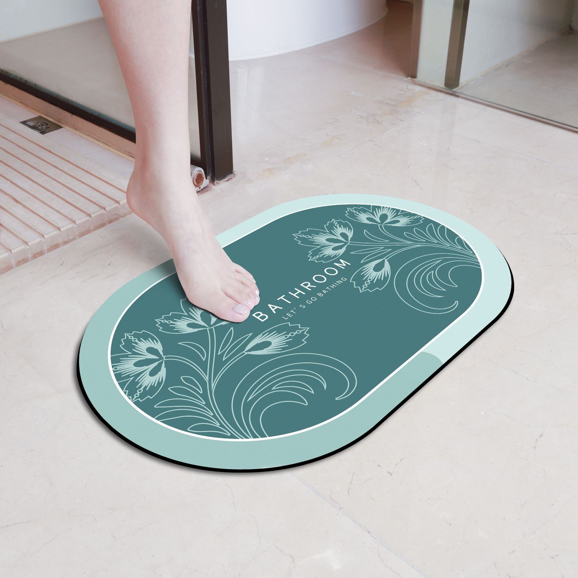 Bathroom soft diatom mud absorbent floor mat, bathroom toilet door quick-drying foot mat, entrance door mat, anti-slip mat factory details Picture
