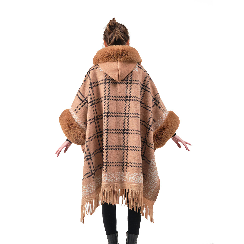 Brown Popular Cape Cape Plus Velvet Trend Fashion High-End Cape Manufacturers Direct Sales 44 Specification drawing