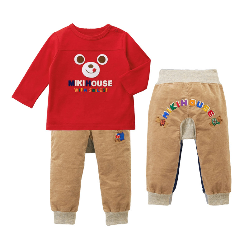 miki children's autumn and winter new styles of men's and women's cartoon bear sweatpants and colorful letter logo embroidered long pants are available for delivery Application Scenario