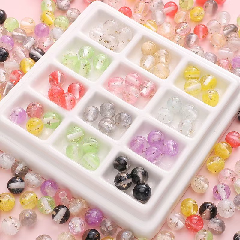 Double-color star River gold foil, fine sparkling round beads, resin loose beads, handcrafted diy bracelet and string accessory materials