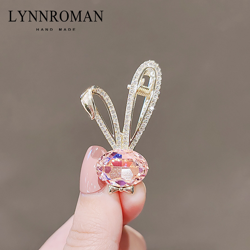 日系可爱仿水晶兔子发夹刘海少女侧边夹鸭嘴夹发卡夹子