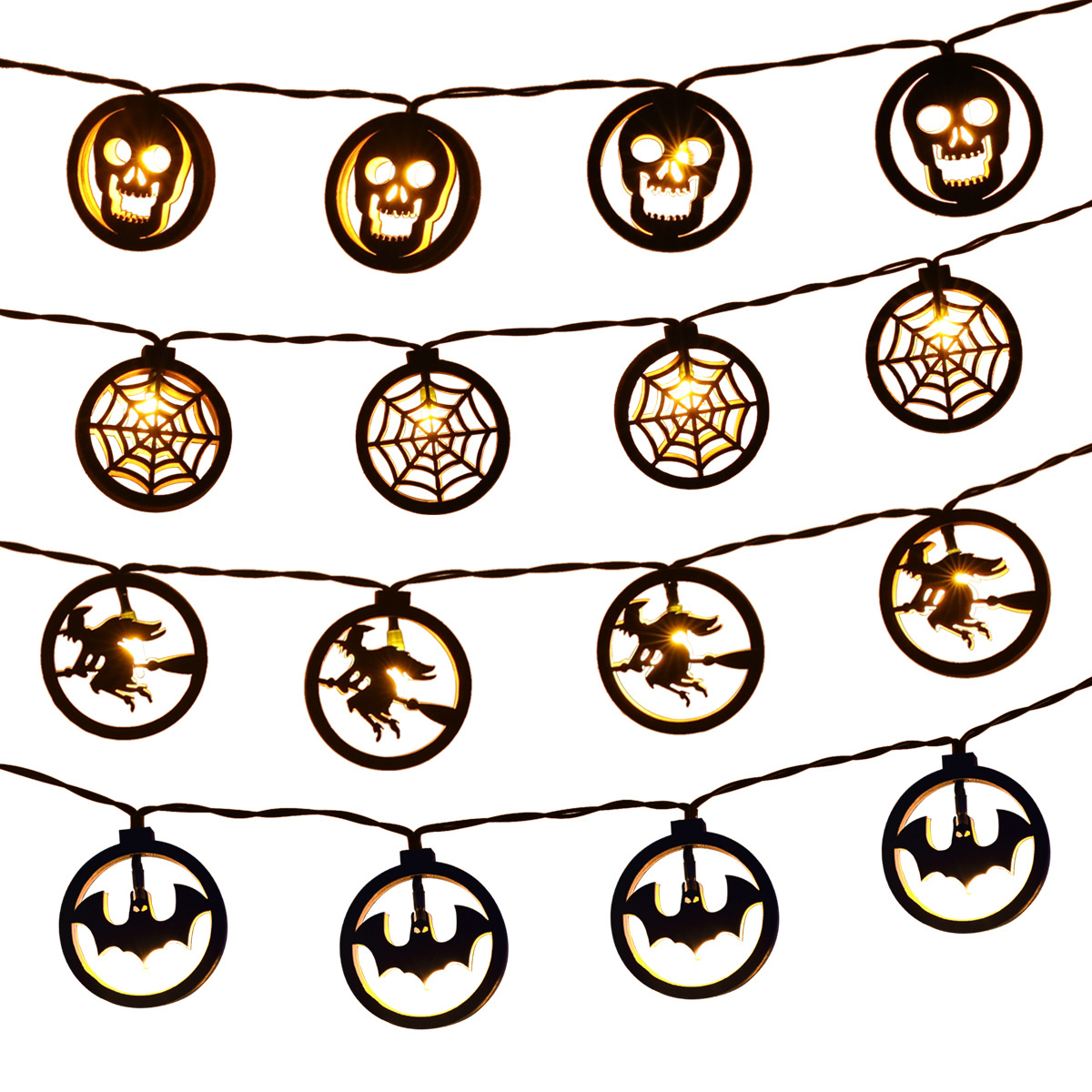 Cross-border new Halloween light string LED color lights, bat spider battery lights, Halloween wizard atmosphere decorative lights Item Picture