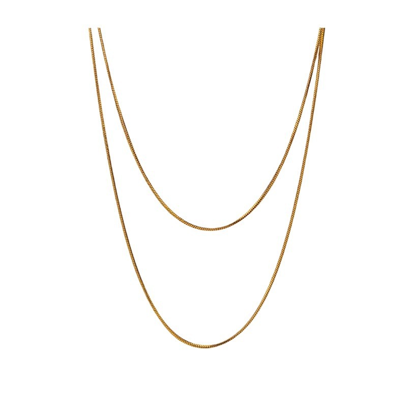 Super-long snake bone chain titanium steel three-dimensional minimalist long light luxury sweater chain double-layer layering versatile collarbone chain Item Picture