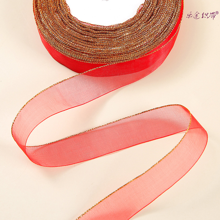 Single Gold Organza Spot Single Gold Thread Gauze Gauze Organza With Lace Garment Diy Single Gold Thread Ribbon Specification drawing