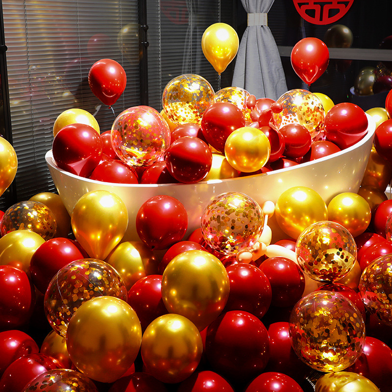 金色气球装饰金属金黄色多款加厚红色结婚生日周岁场景布置金气球详情图2
