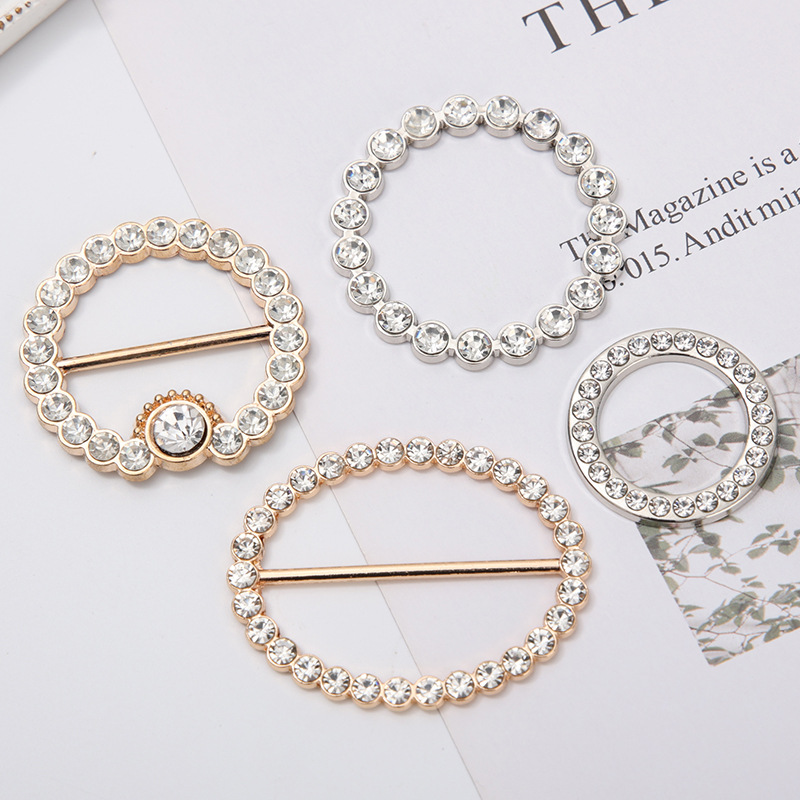 Metal Pearl Waist Buckle Silk Scarf Buckle Shirt T-Shirt Corner Knotted Button Waist Fixed Buckle Drill Three-Speed Buckle Rhinestone Application Scenario