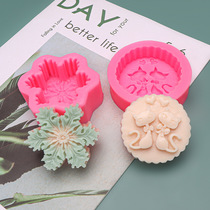 Snowflake Cat scented Candle Soap silicone mold Cake decoration Chocolate baking tools Drop glue mold