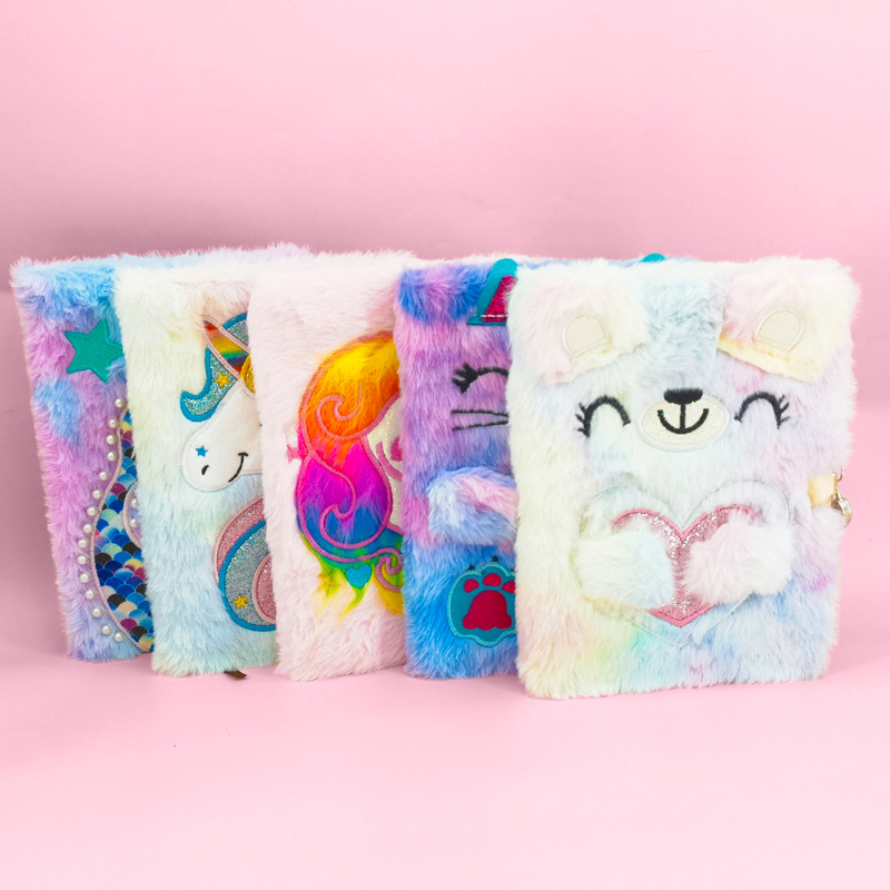 Wholesale cross-border embroidered plush notebooks, unicorn, mermaid, love girl gifts, diaries and notepads Application Scenario