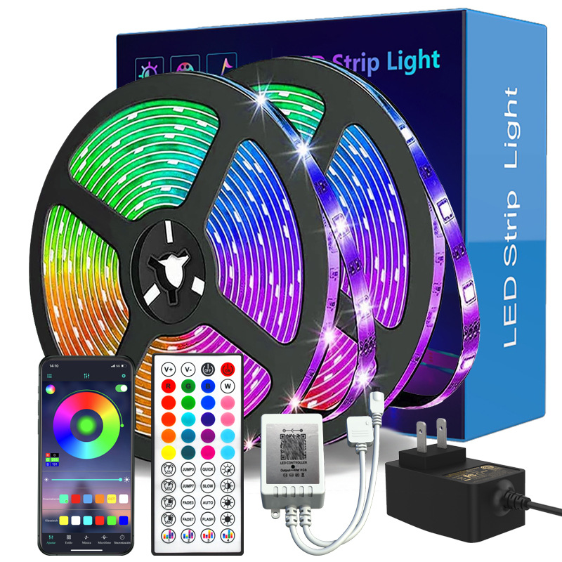 Bluetooth Led Light With Self-Adhesive 5050 Colorful Rgb Atmosphere Intelligent Flexible Low Voltage 12V Light Strip Set