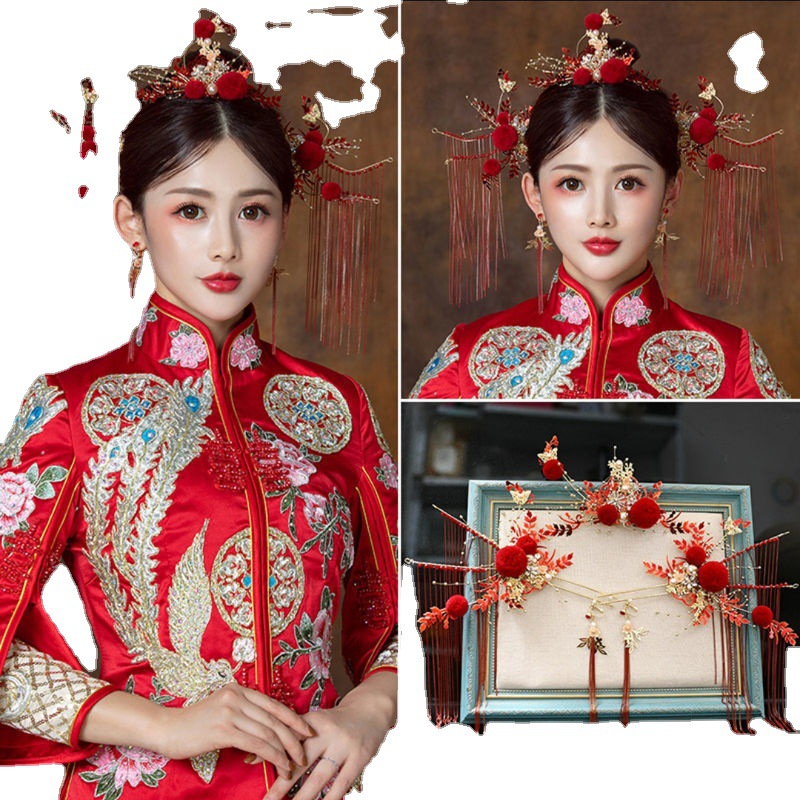 New phoenix crown and Xia pei Xiu He headwear, bride's wedding step, phoenix crown ancient costume hair accessory, Xiu He Fu Hanfu accessory Specification image