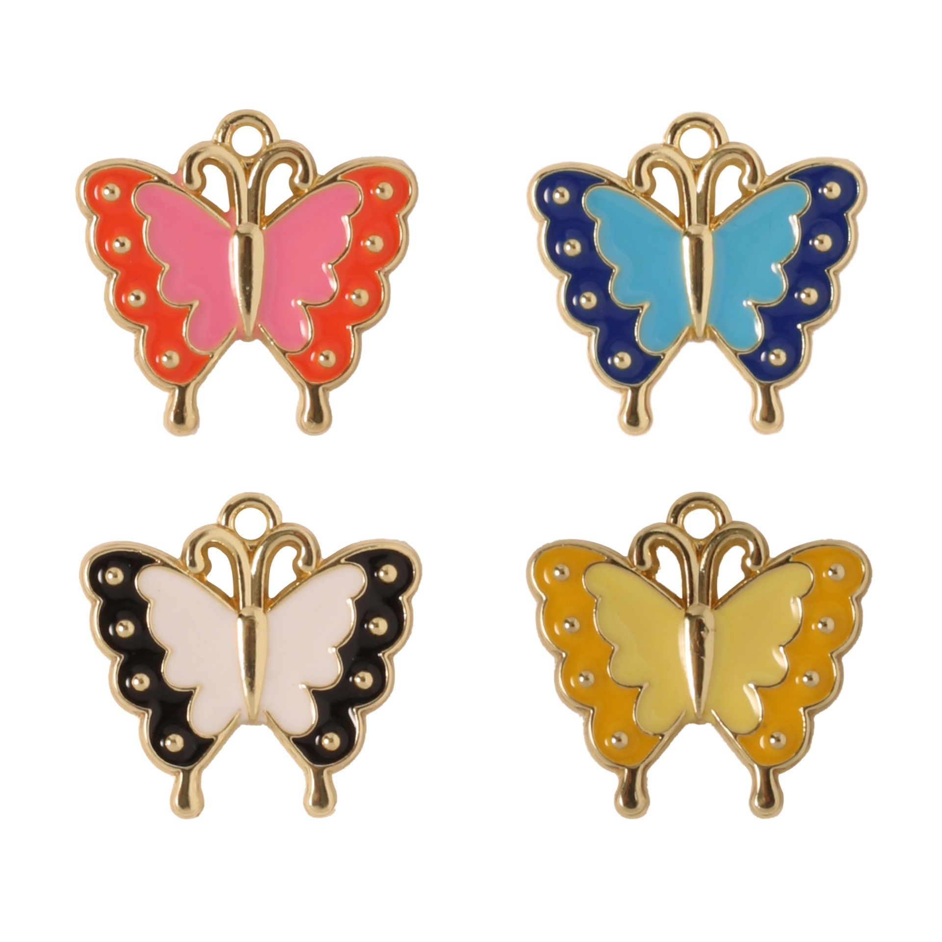 New color oil-dripping alloy double-sided butterfly jewelry accessories, DIY clothing pendant accessories, butterfly factory direct sales