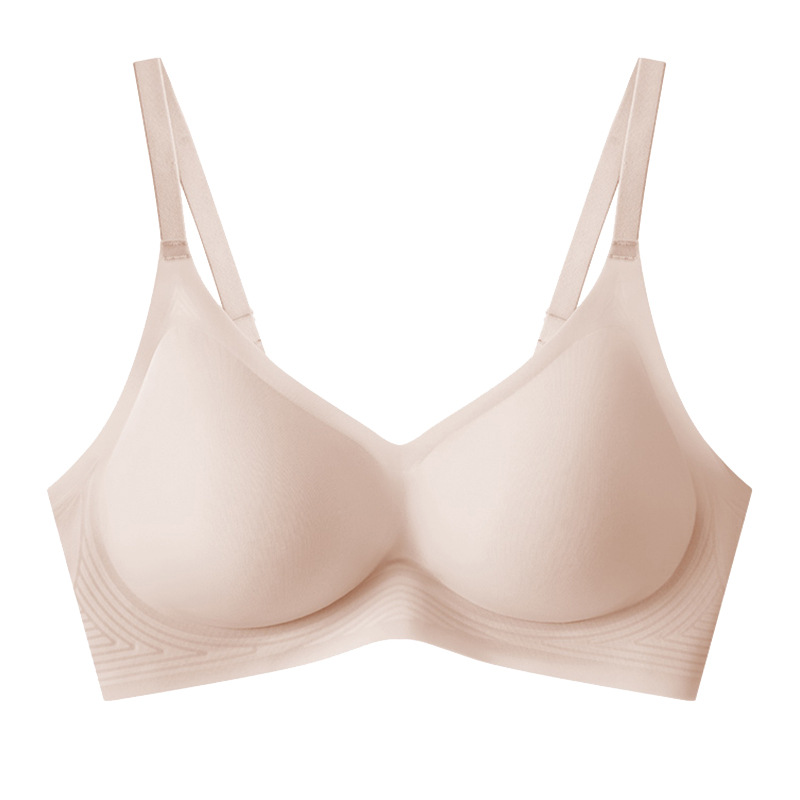 Summer Cool Seamless Underwear Thin Underwire Ultra-Thin Bra Small Chest Push-Up Fixed Cup Ice Silk Breathable Bra Item Picture